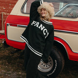 (PREORDER) Fancy Oversized Fleece Varsity Mockneck - Evergreen