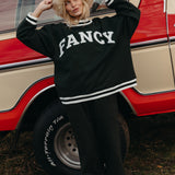 (PREORDER) Fancy Oversized Fleece Varsity Mockneck - Evergreen
