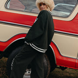 (PREORDER) Fancy Oversized Fleece Varsity Mockneck - Evergreen