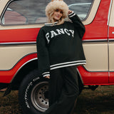 (PREORDER) Fancy Oversized Fleece Varsity Mockneck - Evergreen