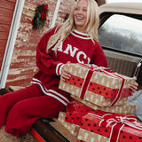 Fancy Oversized Fleece Varsity Mockneck - Jolly Berry