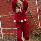 Fancy Fleece Wide Leg Sweatpants - Jolly Berry