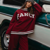 Fancy Fleece Wide Leg Sweatpants - Rich Burgundy