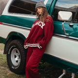 Fancy Fleece Wide Leg Sweatpants - Rich Burgundy