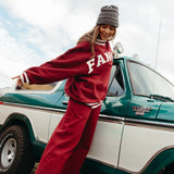 Fancy Fleece Wide Leg Sweatpants - Rich Burgundy