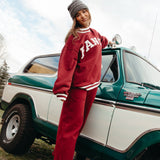 Fancy Fleece Wide Leg Sweatpants - Rich Burgundy