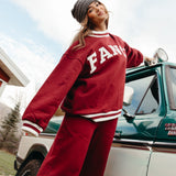 Fancy Fleece Wide Leg Sweatpants - Rich Burgundy