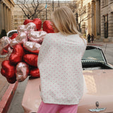 Fancy Oversized French Terry Mockneck - Fuchsia Pink Allover Hearts