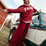 Fancy Fleece Wide Leg Sweatpants - Rich Burgundy