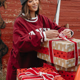 Fancy Oversized Fleece Varsity Mockneck - Rich Burgundy