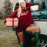 Fancy Oversized Fleece Striped Mockneck - Rich Burgundy