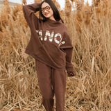 Fancy Oversized Fleece PocketCloud Striped Mockneck - Desert Sand Brown