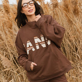 Fancy Oversized Fleece PocketCloud Striped Mockneck - Desert Sand Brown