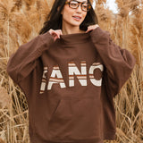 Fancy Oversized Fleece PocketCloud Striped Mockneck - Desert Sand Brown