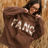 Fancy Oversized Fleece PocketCloud Striped Mockneck - Desert Sand Brown