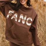 Fancy Oversized Fleece PocketCloud Striped Mockneck - Desert Sand Brown