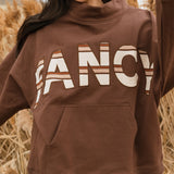 Fancy Oversized Fleece PocketCloud Striped Mockneck - Desert Sand Brown