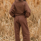 Fancy Oversized Fleece PocketCloud Striped Mockneck - Desert Sand Brown