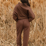 Fancy Fleece Wide Leg Sweatpants - Desert Sand Brown