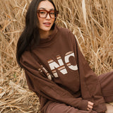 Fancy Oversized Fleece PocketCloud Striped Mockneck - Desert Sand Brown