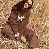 Fancy Fleece Wide Leg Sweatpants - Desert Sand Brown