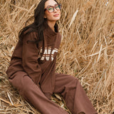 Fancy Fleece Wide Leg Sweatpants - Desert Sand Brown