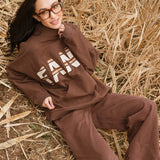 Fancy Oversized Fleece PocketCloud Striped Mockneck - Desert Sand Brown