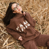 Fancy Oversized Fleece PocketCloud Striped Mockneck - Desert Sand Brown
