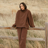 Fancy Fleece Wide Leg Sweatpants - Desert Sand Brown