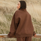 Fancy Fleece Wide Leg Sweatpants - Desert Sand Brown