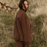 Fancy Oversized Fleece Mockneck - Desert Sand Brown