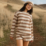 Fancy Striped Long Sleeve Top - Desert Sand Brown