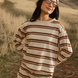 Fancy Striped Long Sleeve Top - Desert Sand Brown