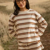 Fancy Striped Long Sleeve Top - Desert Sand Brown