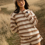 Fancy Button Striped Shorts - Desert Sand Brown