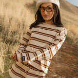 Fancy Button Striped Shorts - Desert Sand Brown