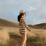Fancy Striped Long Sleeve Top - Desert Sand Brown