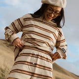 Fancy Button Striped Shorts - Desert Sand Brown