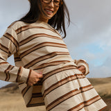 Fancy Button Striped Shorts - Desert Sand Brown