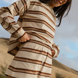 Fancy Button Striped Shorts - Desert Sand Brown