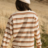Fancy Striped Long Sleeve Top - Desert Sand Brown