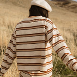 Fancy Striped Long Sleeve Top - Desert Sand Brown