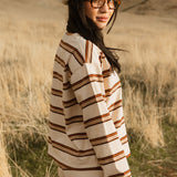Fancy Striped Long Sleeve Top - Desert Sand Brown