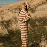 Fancy Striped Button Pants- Desert Sand Brown