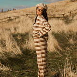 Fancy Striped Long Sleeve Top - Desert Sand Brown