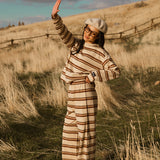 Fancy Striped Long Sleeve Top - Desert Sand Brown