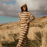 Fancy Striped Button Pants- Desert Sand Brown