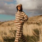 Fancy Striped Long Sleeve Top - Desert Sand Brown