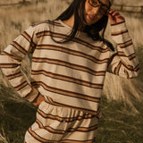 Fancy Striped Long Sleeve Top - Desert Sand Brown