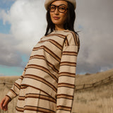 Fancy Striped Long Sleeve Top - Desert Sand Brown